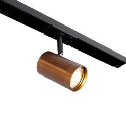 1-Phasen-Schienensystem dunkelbronze mit 4 Strahlern und 1 Netzteil rund - Jeana