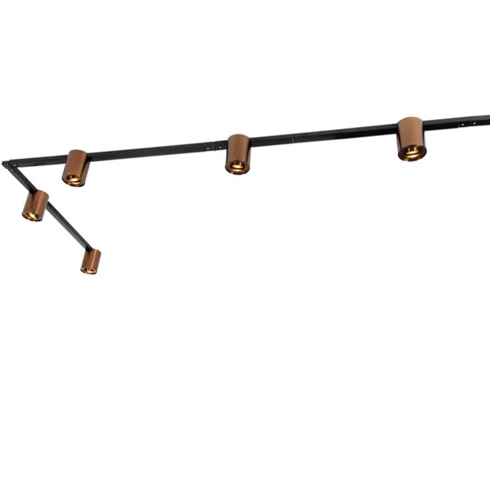 1-Phasen-Schienensystem mit 5 Spots in Dunkelbronze und Schwarz - Rondoo Up