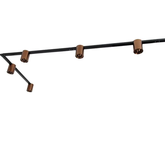 1-Phasen-Schienensystem mit 5 Spots in Dunkelbronze und Schwarz - Rondoo Up