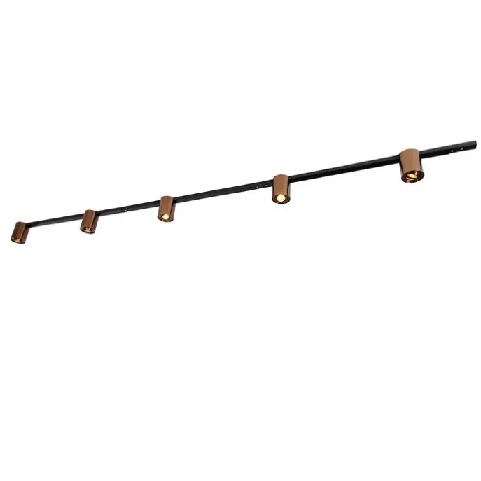 1-Phasen-Schienensystem mit 5 Spots in Dunkelbronze und Schwarz - Rondoo Up