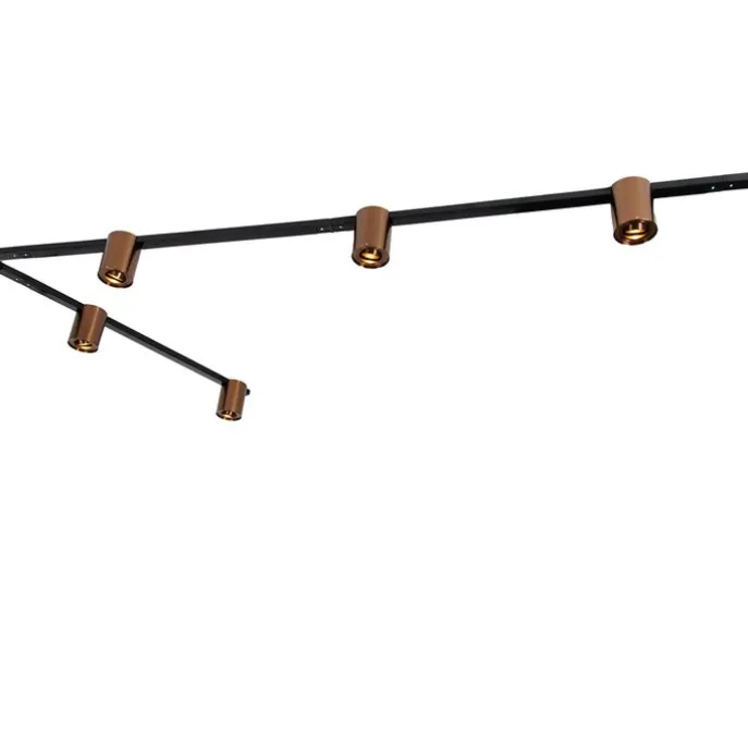 1-Phasen-Schienensystem mit 5 Spots in Dunkelbronze und Schwarz - Rondoo Up