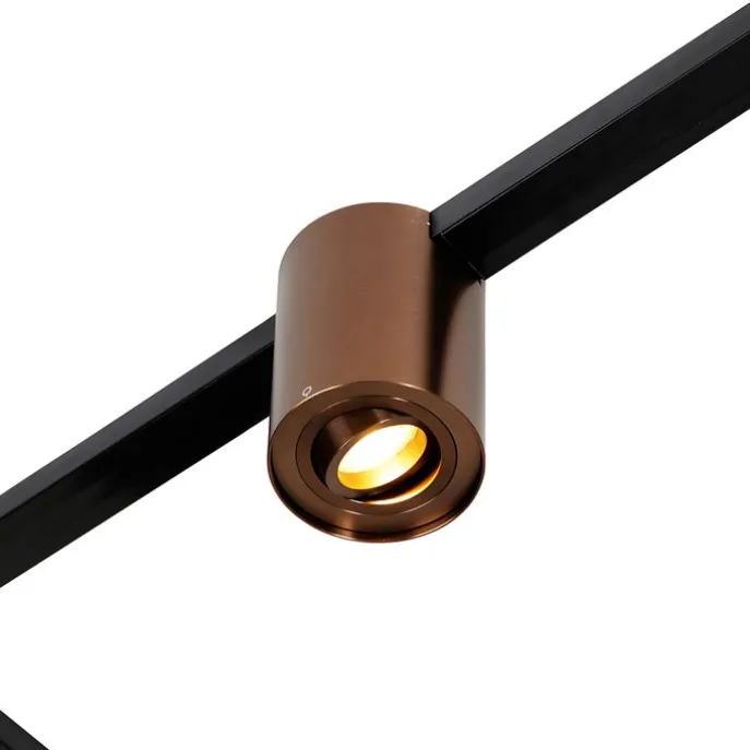 1-Phasen-Schienensystem mit 5 Spots in Dunkelbronze und Schwarz - Rondoo Up