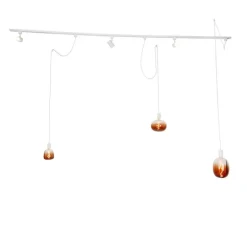 1-Phasen-Schienensystem mit 3 Strahlern und Hängelampen weiß - Cavalux Jeana