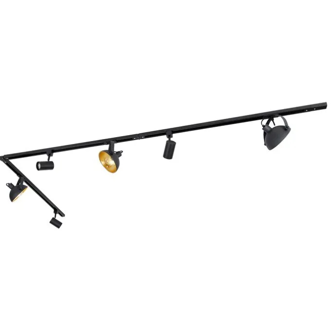 1-Phasen-Schienensystem mit 6 Strahlern schwarz verstellbar - Magnax Jeana