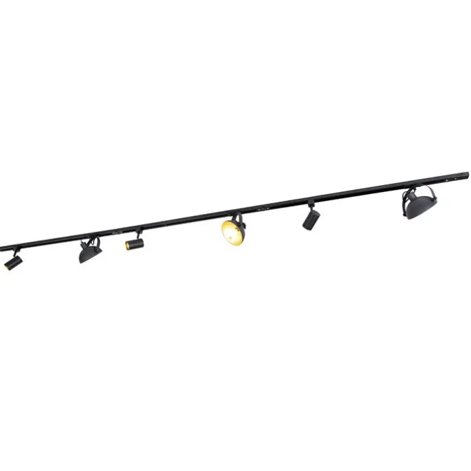1-Phasen-Schienensystem mit 6 Strahlern schwarz verstellbar - Magnax Jeana
