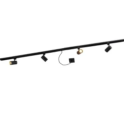 1-Phasen-Schienensystem schwarz mit 4 Strahlern und I-Netzteil quadratisch - Jeana