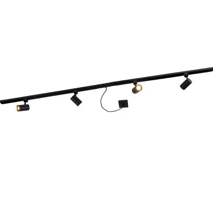 1-Phasen-Schienensystem schwarz mit 4 Strahlern und I-Netzteil quadratisch - Jeana