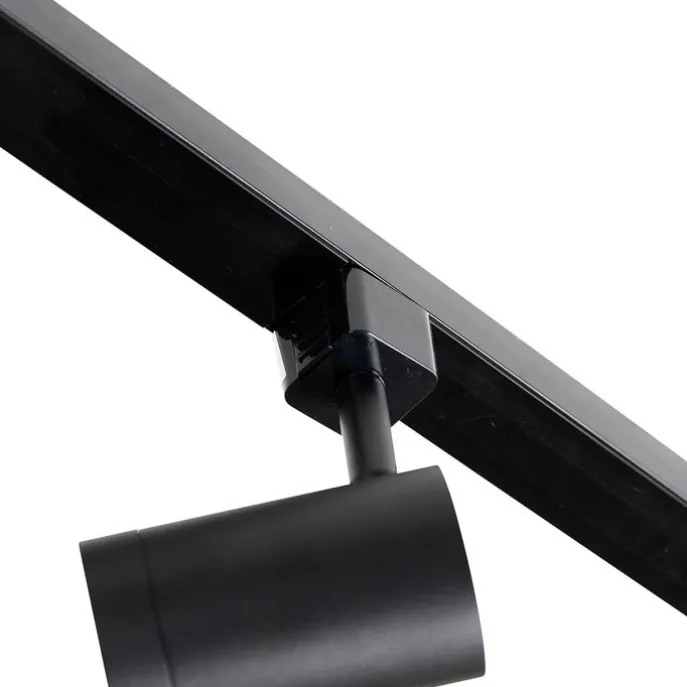 1-Phasen-Schienensystem schwarz mit 4 Strahlern und I-Netzteil quadratisch - Jeana