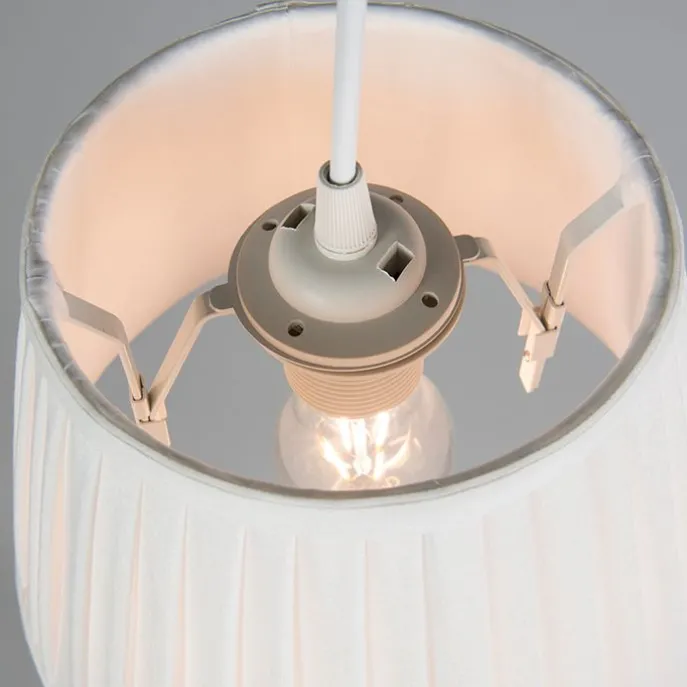 Plissee-Lampenschirm Weiß Rund Abgeschrägt 25/15/16.5