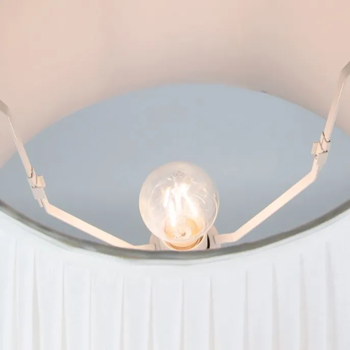 Plissee-Lampenschirm Weiß Rund Abgeschrägt 25/15/16.5