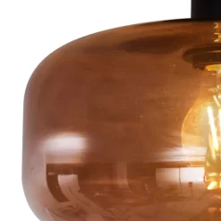 Retro Deckenleuchte Schwarz mit Bronzeglas - Bizle