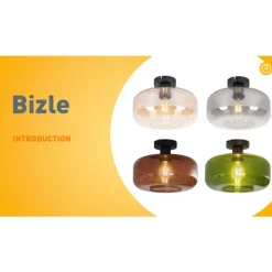 Retro Deckenleuchte Schwarz mit Bronzeglas - Bizle