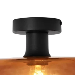 Retro Deckenleuchte Schwarz mit Bronzeglas - Bizle