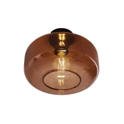 Retro Deckenleuchte Schwarz mit Bronzeglas - Bizle
