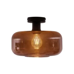 Retro Deckenleuchte Schwarz mit Bronzeglas - Bizle
