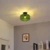 Retro Deckenleuchte Schwarz mit Grünglas - Bizle