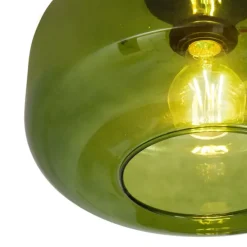 Retro Deckenleuchte Schwarz mit Grünglas - Bizle