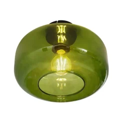 Retro Deckenleuchte Schwarz mit Grünglas - Bizle