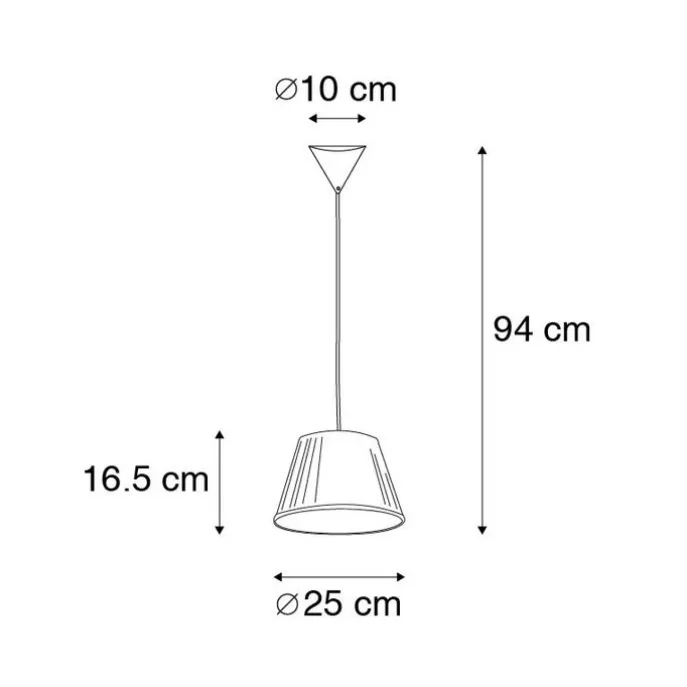 Retro Hängelampe Creme 25 cm - Plissee