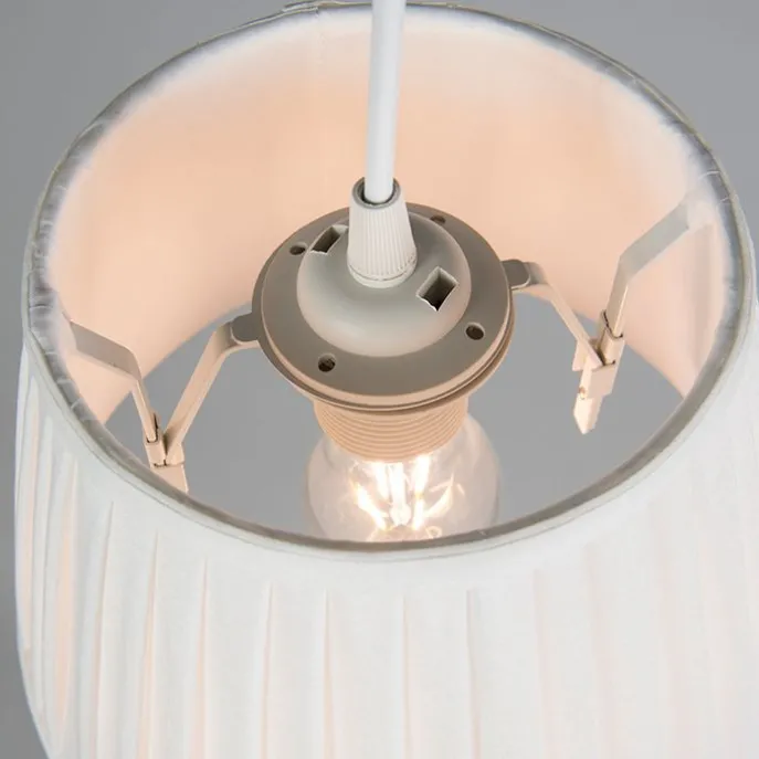 Retro Hängelampe Creme 25 cm - Plissee