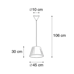 Retro Hängelampe Creme 45 cm - Plissee