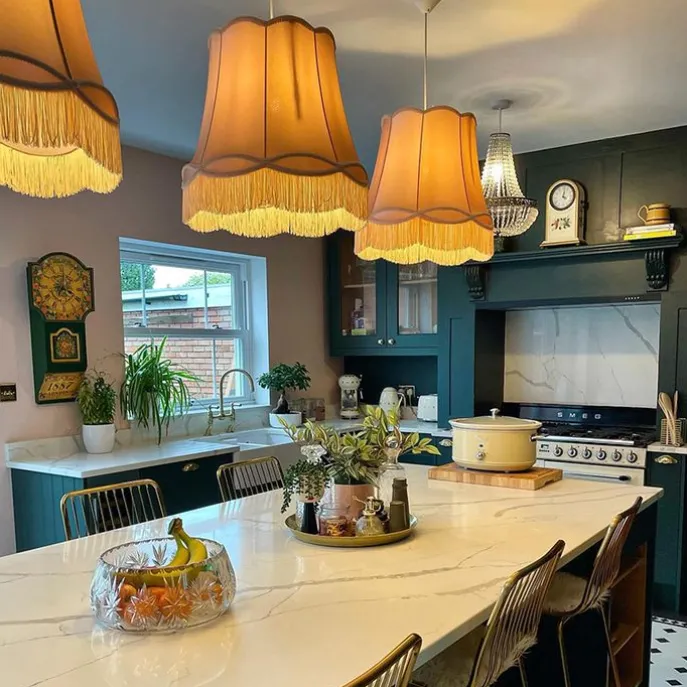 Retro Hängelampe gold 45 cm - Granny