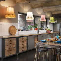 Retro Hängelampe grün 45 cm - Granny