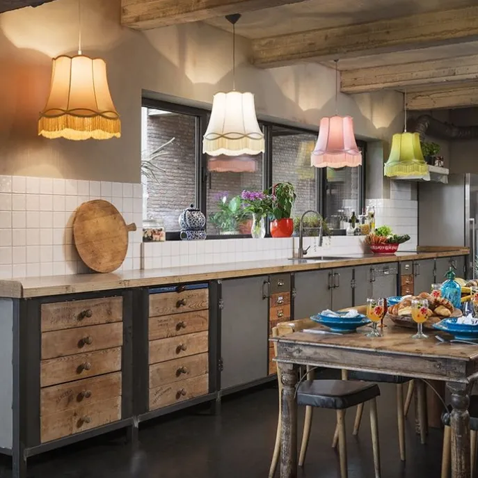 Retro Hängelampe pink 45 cm - Granny