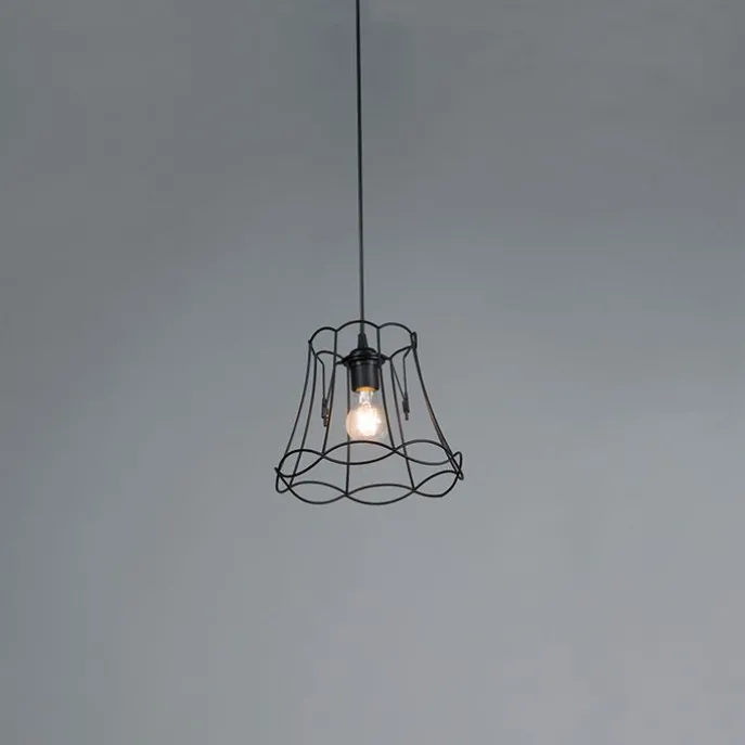 Retro Hängelampe schwarz 25 cm - Granny Frame