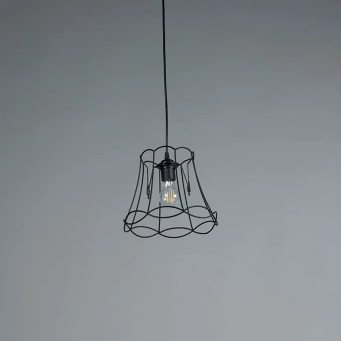 Retro Hängelampe schwarz 25 cm - Granny Frame