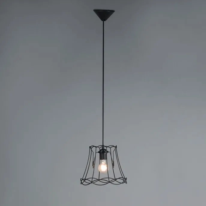 Retro Hängelampe schwarz 25 cm - Granny Frame