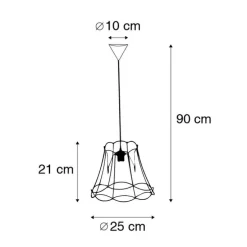 Retro Hängelampe schwarz 25 cm - Granny Frame
