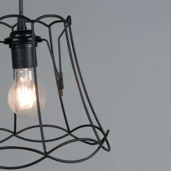 Retro Hängelampe schwarz 25 cm - Granny Frame