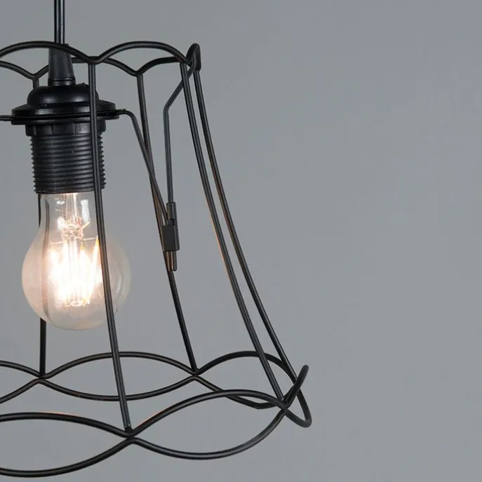 Retro Hängelampe schwarz 25 cm - Granny Frame