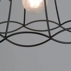 Retro Hängelampe schwarz 25 cm - Granny Frame