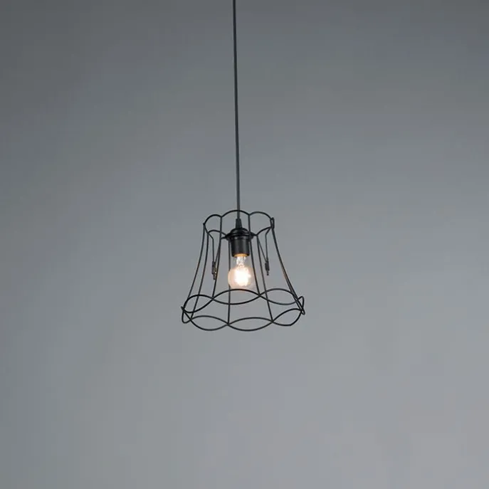 Retro Hängelampe schwarz 20 cm - Granny Frame