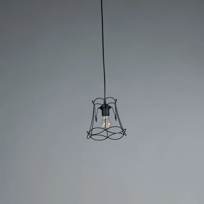 Retro Hängelampe schwarz 20 cm - Granny Frame