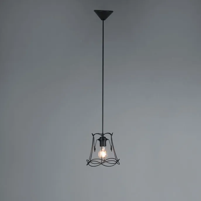 Retro Hängelampe schwarz 20 cm - Granny Frame