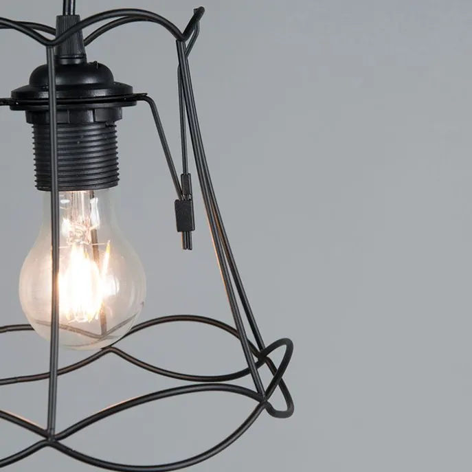 Retro Hängelampe schwarz 20 cm - Granny Frame