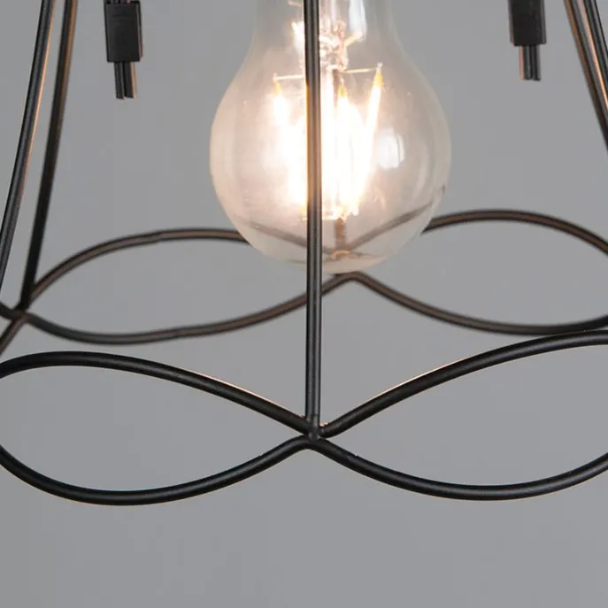 Retro Hängelampe schwarz 20 cm - Granny Frame