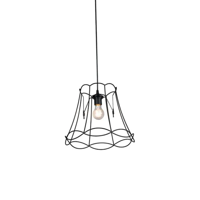 Retro Hängelampe schwarz 35 cm - Granny Frame