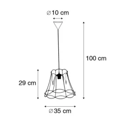 Retro Hängelampe schwarz 35 cm - Granny Frame