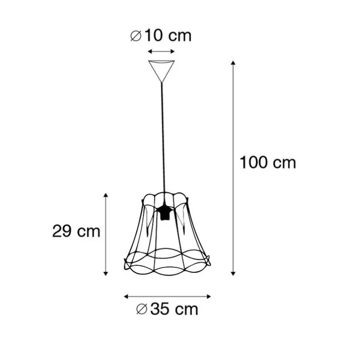Retro Hängelampe schwarz 35 cm - Granny Frame