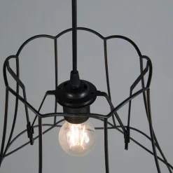 Retro Hängelampe schwarz 35 cm - Granny Frame