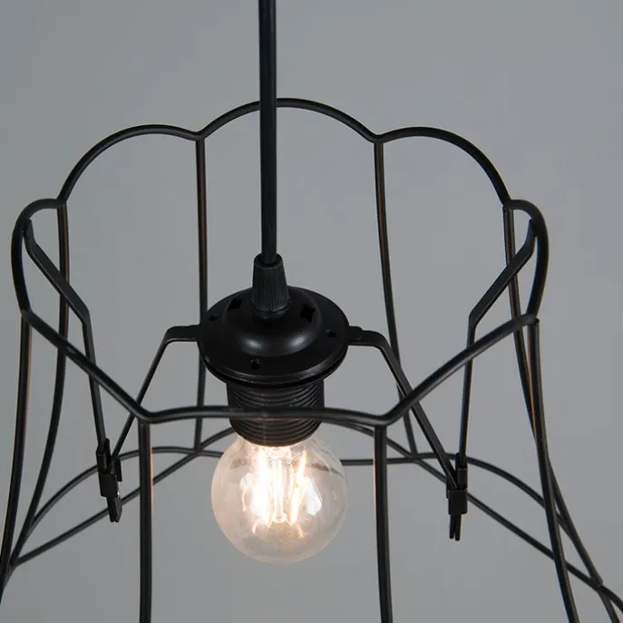 Retro Hängelampe schwarz 35 cm - Granny Frame