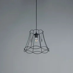 Retro Hängelampe schwarz 35 cm - Granny Frame