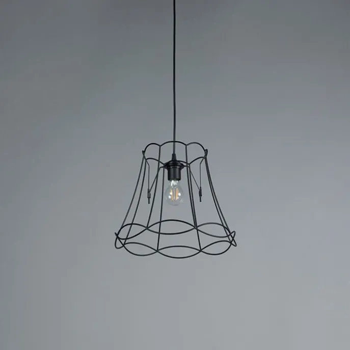 Retro Hängelampe schwarz 35 cm - Granny Frame