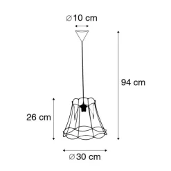 Retro Hängelampe schwarz 30 cm - Granny Frame