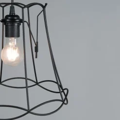 Retro Hängelampe schwarz 30 cm - Granny Frame