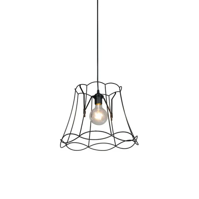 Retro Hängelampe schwarz 40 cm - Granny Frame